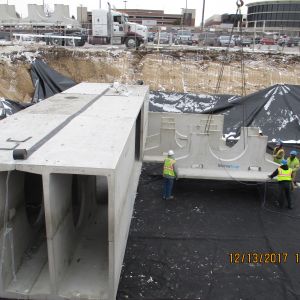 Moving Large Concrete StormTrap into position