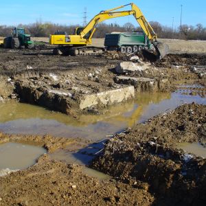 Digging out old waterpark foundations
